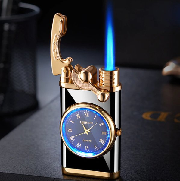 Isqueiro metálico com relógio (recarregável) - Innovoda